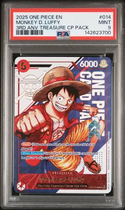 2025 ONE PIECE 3RD ANNIVERSARY! TREASURE CAMPAIGN #014 MONKEY D. LUFFY PSA 9 - Image 1