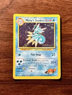 Misty’s Seadra 9/132 Gym Heroes Prerelease Stamp Swirl Holo 2000 Pokemon Card - Image 2