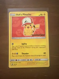 Pokemon Ash's Pikachu Promo Card Lot (7) Movie I Choose You! SM109-114 Hats - Image 4