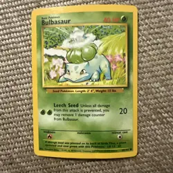 Pokemon TCG Bulbasaur 44/102 Base Set WOTC Vintage Common Card - Image 1