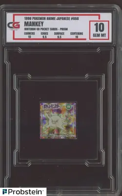 1998 Pokemon Anime Japanese GB Pocket Cards Prism #056 Mankey CG 10 - Image 1