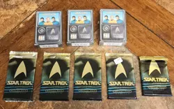 LOT OF Star Trek The Card Game, 5 Booster Packs, 3 Deck Boxes Fleer Skybox 1996 - Image 1