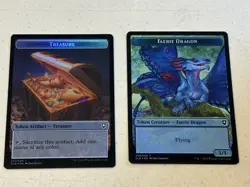 2 x mtg foil token Faerie Dragon // Treasure, 006/017, Baldur's Gate, unplayed - Image 1