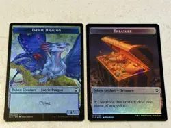 2 x mtg foil token Faerie Dragon // Treasure, 006/017, Baldur's Gate, unplayed - Image 2