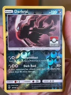 POKEMON DARKRAI 87/147 RARE REVERSE HOLO BURNING SHADOWS PROMO LEAGUE NM CARD - Image 1