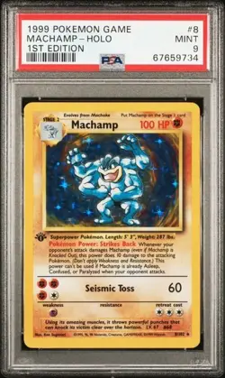 1999 POKEMON GAME BASE SET #8 MACHAMP-HOLO 1ST EDITION PSA 9 - Image 1