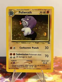2001 POKEMON TCG NEO DISCOVERY 9/75 POLIWRATH UNLIMITED HOLO RARE LP SWIRL - Image 1