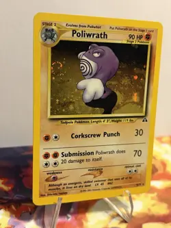 2001 POKEMON TCG NEO DISCOVERY 9/75 POLIWRATH UNLIMITED HOLO RARE LP SWIRL - Image 2