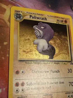 2001 POKEMON TCG NEO DISCOVERY 9/75 POLIWRATH UNLIMITED HOLO RARE LP SWIRL - Image 4