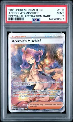 2025 POKEMON MEG EN-MEGA EVOLUTION #183 ACEROLA'S MISCHIEF PSA 9 - Image 1