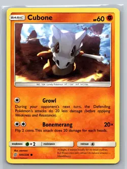 Cubone 105/236 Unified Minds Fighting-Type Basic Lonely Growl Pokemon TCG - Image 1