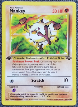 1st Edition Mankey - Jungle - #55/64 - Vintage Pokemon Card 1999 - Image 1