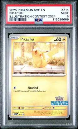 2025 POKEMON SVP EN-SV BLACK STAR PROMO ILLUSTRATION CONTEST 2024 PIKACHU PSA 9 - Image 1