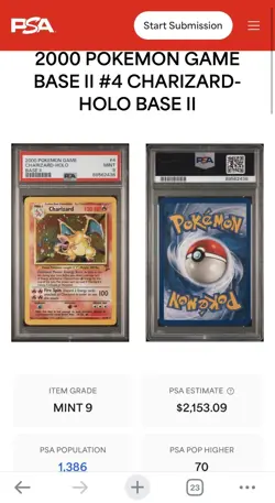 PSA 9 Pokemon CHARIZARD Base Set II #4 w/ Swirl FRESH GRADE 📈 - Image 4