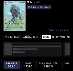 Pokemon Golurk 123/086 Sv: Black Bolt Holo 160 HP Illustration Rare - Image 4