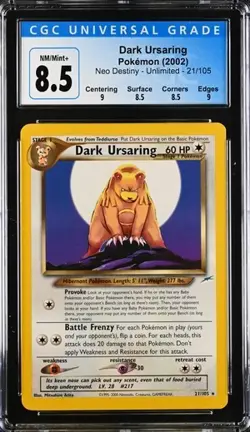 Pokemon Dark Ursaring 2002 Neo Destiny 21/105 CGC 8.5 - Image 1