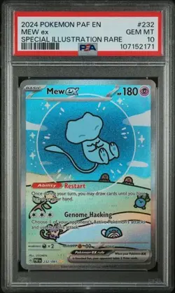 2024 POKEMON EN-PALDEAN FATES #232 MEW ex SPECIAL ILLUSTRATION RARE PSA 10 - Image 1