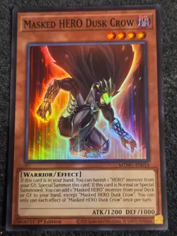 Yu-Gi-Oh Maze Of Muertos Masked HERO Dusk Crow Super Rare MZMU-EN014 NM!!! - Image 1