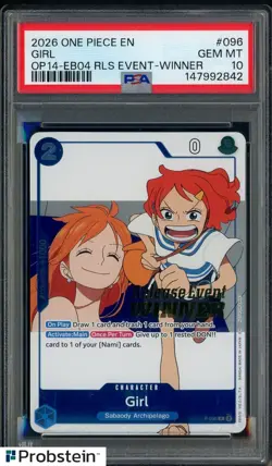 2026 One Piece EN OP14-EB04 Release Event Winner #096 Girl PSA 10 - Image 1