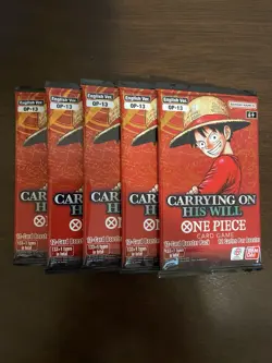 One Piece Carrying On His Will OP-13 Five 5 Booster Packs Lot English C - Image 1
