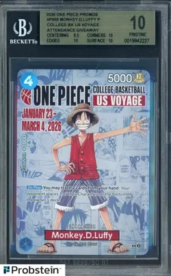 2026 Monkey D Luffy One Piece Promo College Basketball US Voyage BGS 10 PRISTINE - Image 1