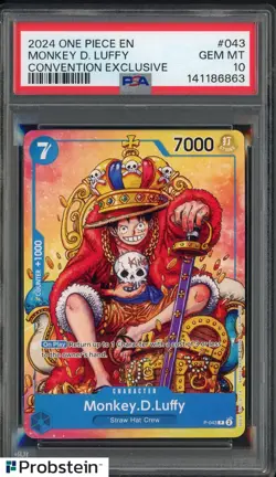 2024 One Piece EN Convention Exclusive #043 Monkey D. Luffy PSA 10 GEM MINT - Image 1