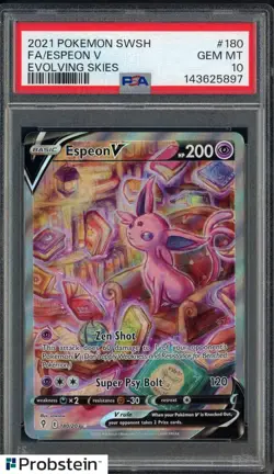 2021 Pokemon Card Game SWSH Evolving Skies Sword & Shield #180 Espeon V PSA 10 - Image 1
