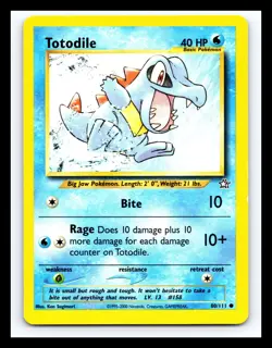 💥 Totodile # 80/111 Rare Neo Genesis 2000 WOTC Pokemon Vintage Card Non Holo - Image 1
