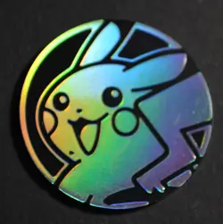 PIKACHU SILVER POKEMON COIN HOLOFOIL REGULAR SIZE FREE SHIPPING - Image 1
