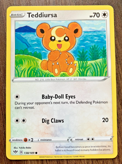 Teddiursa 138/189 - 2020 Pokemon Darkness Ablaze Common Card - CLEAN NM - Image 1