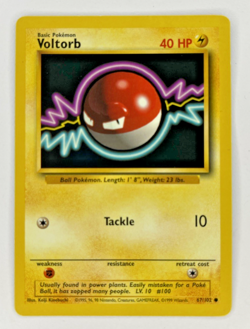 Voltorb Base Set 67/102 Unlimited Common Pokemon TCG Card, WOTC 1999 LP - Image 1