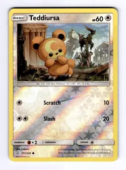 Teddiursa SM - Cosmic Eclipse #171 (2019) Common Reverse Holo NM Pokemon - Image 1