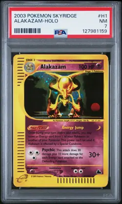 2003 POKEMON SKYRIDGE #H1 ALAKAZAM-HOLO PSA 7 - Image 1