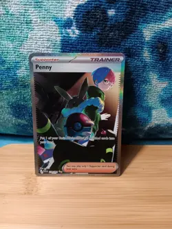 Pokemon TCG Penny Paldean Fates Trainer Holo Card 239/091 Illustration Rare - Image 1
