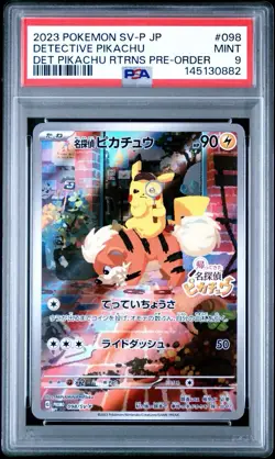 2023 POKEMON JPN SV-P PROMO #098 DETECTIVE PIKACHU PSA 9 - Image 1