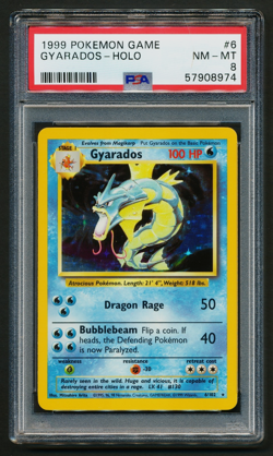 Gyarados 6/102 Holo Rare Pokemon 1999 Unlimited Base PSA 8 NM-MT - Image 1