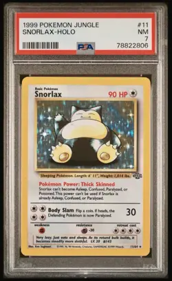 1999 POKEMON JUNGLE SNORLAX-HOLO #11 PSA 7 NM - Image 1