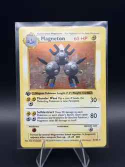 1st Edition Shadowless Magneton 9/102 Base Holo Rare Vintage 1999 Pokemon Card - Image 1