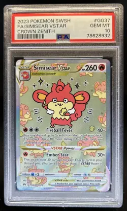 2023 Pokemon SWSH Crown Zenith Simisear Vstar Full Art #GG37/GG70 PSA 10 - Image 1
