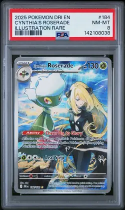 2025 POKEMON EN-DESTINED RIVALS | ILLUSTRATION RARE CYNTHIA'S ROSERADE 184 PSA 8 - Image 1