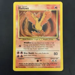 Pokemon TCG Vintage Non Holo Rare Fossil Moltres WotC 1999 - Image 1