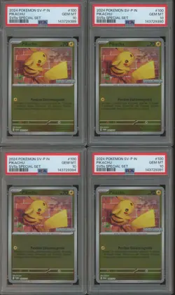 Lot of (4) 2024 Pokemon SV-P Indonesia SV5s Special Set #100 Pikachu PSA 10 - Image 1