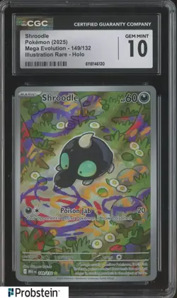 2025 Pokemon Mega Evolution 149/132 Shroodle Illustration Rare Holo CGC 10 - Image 1