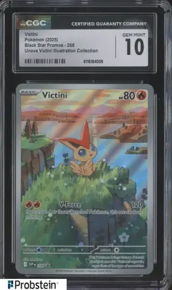 2025 Pokemon Black Star Promos 208 Victini Unova Illustration Collection CGC 10 - Image 1