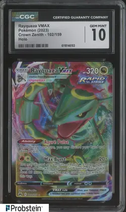 2023 Pokemon Crown Zenith 102/159 Rayquaza VMAX Holo CGC 10 GEM MINT - Image 1
