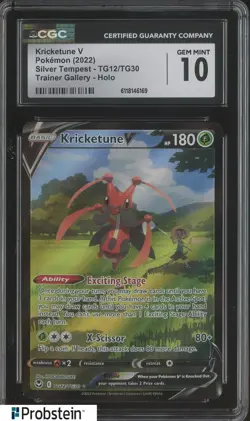 2022 Pokemon Silver Tempest Trainer Gallery TG12/TG30 Kricketune V Holo CGC 10 - Image 1