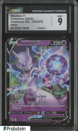 2022 Pokemon GO 030/078 Mewtwo V Holo CGC 9 MINT - Image 1