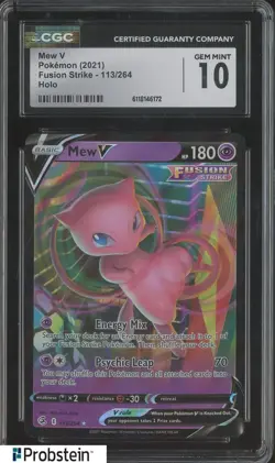 2021 Pokemon Fusion Strike 113/264 Mew V Holo CGC 10 GEM MINT - Image 1