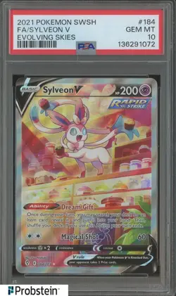 2021 Pokemon SWSH Evolving Skies #184 FA Sylveon V PSA 10 GEM MINT - Image 1