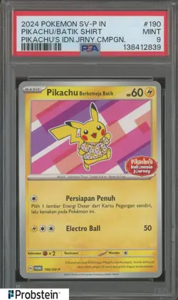 2024 Pokemon SV-P Pikachu Indonesia Batik Shirt #190 PSA 10 GEM MINT - Image 1